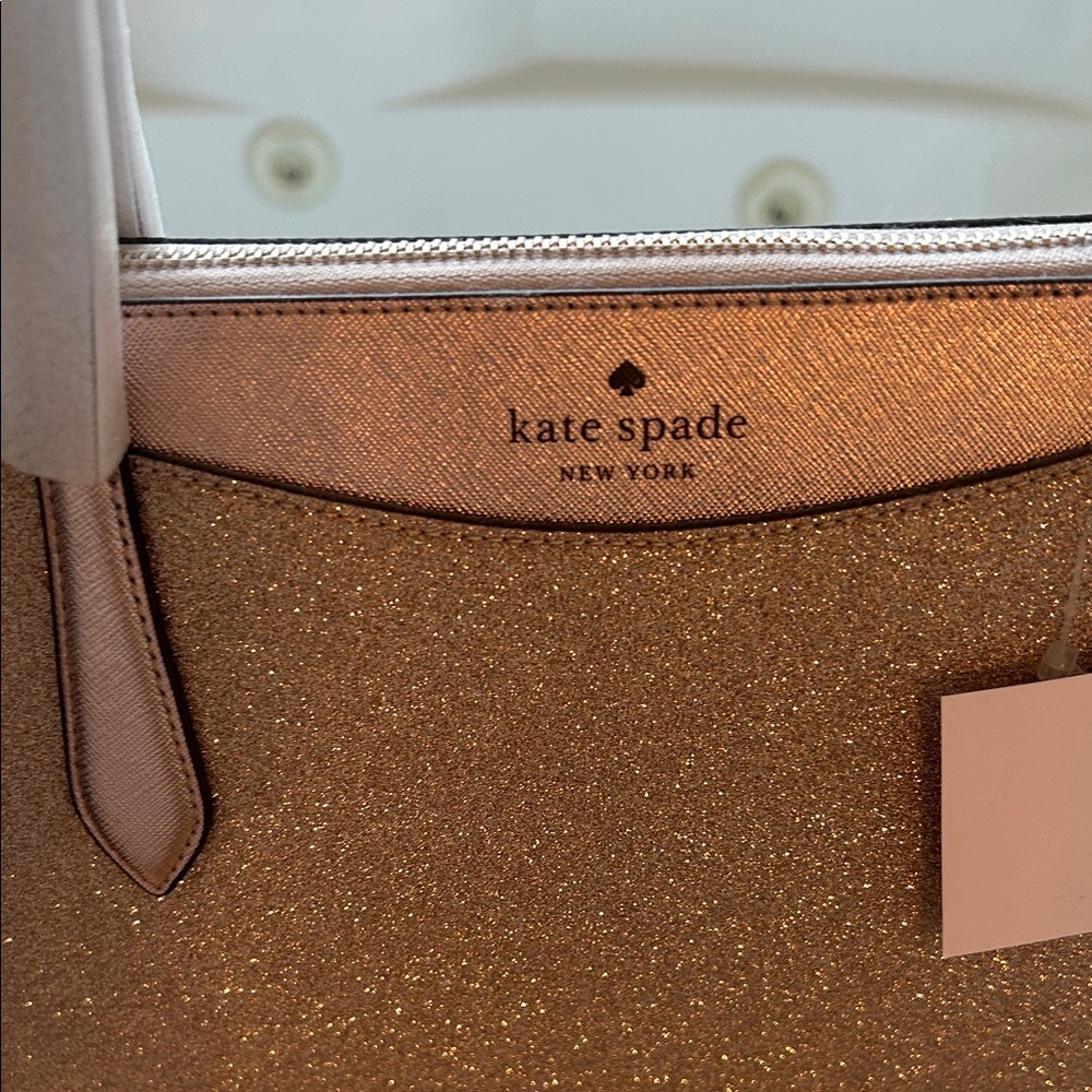 kate spade Glitter Metallic Rose Gold Tote - Picture 2 of 7